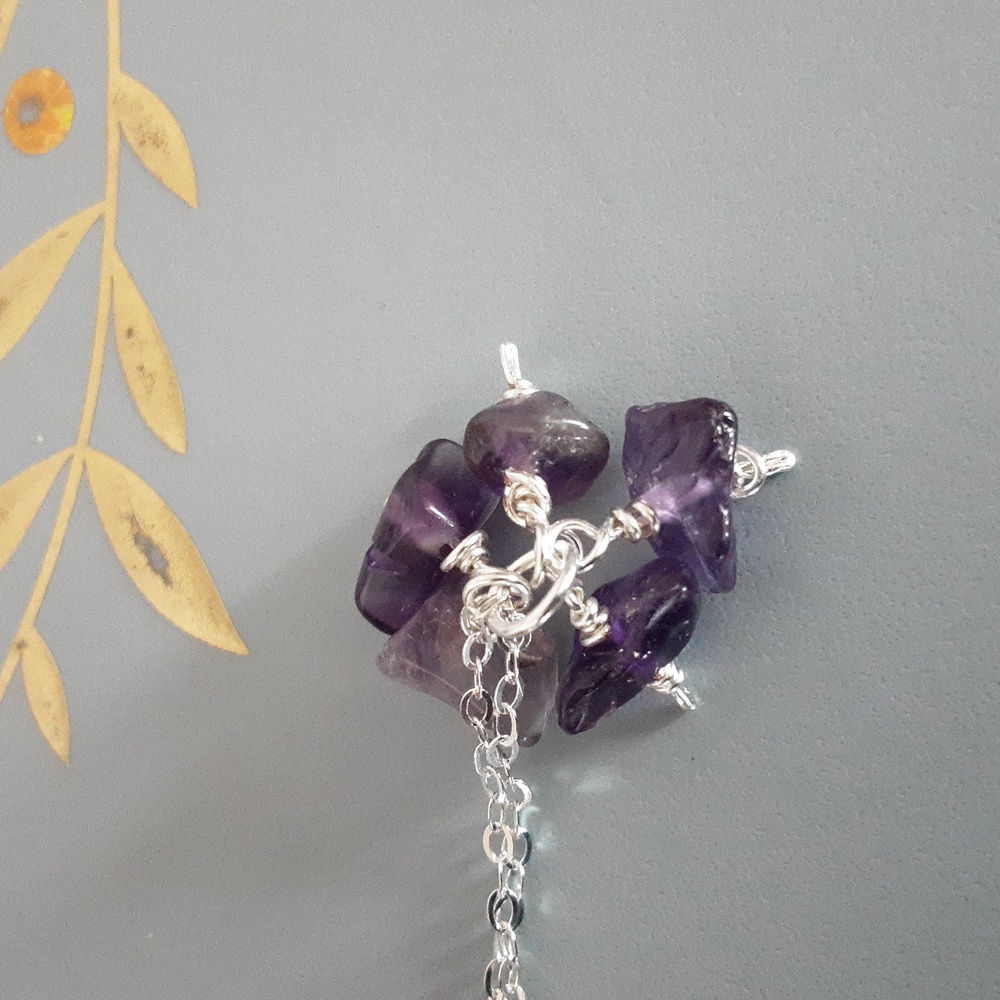 Gennuine Raw Amethyst Sterling Silver Necklace